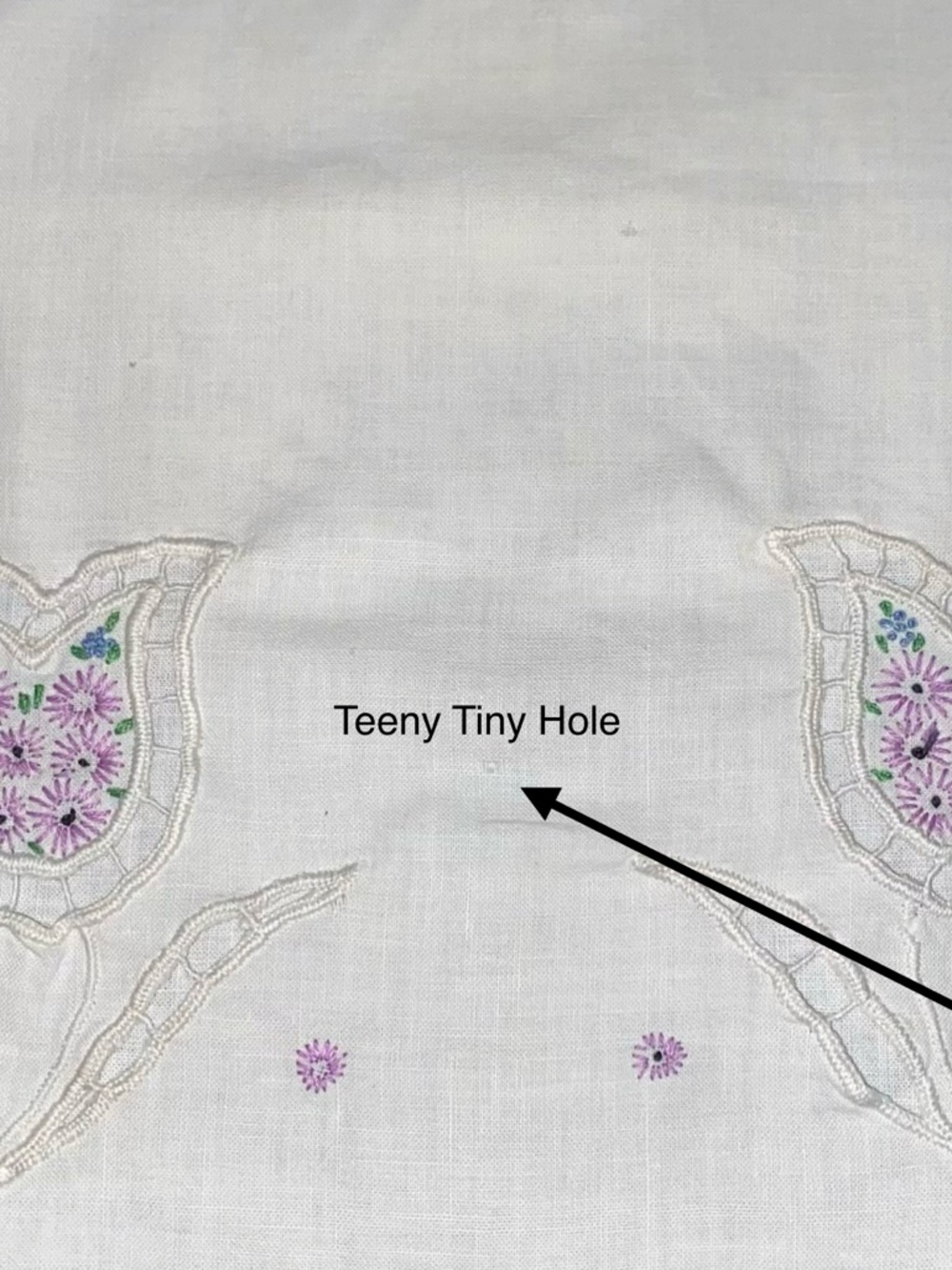 Vintage Cottagecore White Pillowcase with Lavender Floral Embroidery - Picture 8 of 10
